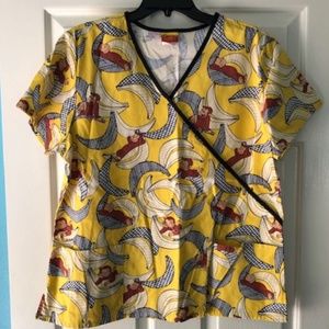 Curious George Scrub Top L